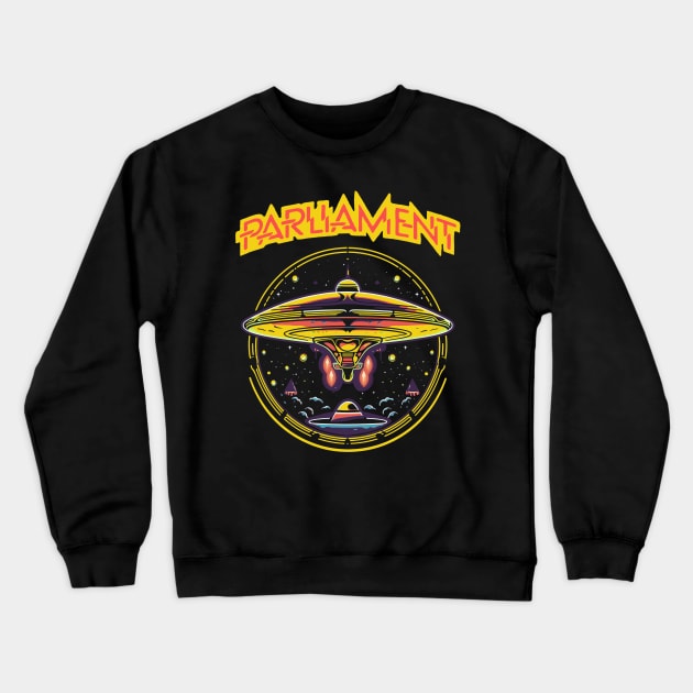 Parliament Funkadelic Retro Mothership UFO Rock Funk Throwback Crewneck Sweatshirt by robotbasecamp